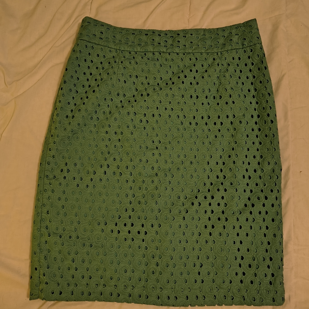 Banana Republic Green Eyelet Pencil Skirt